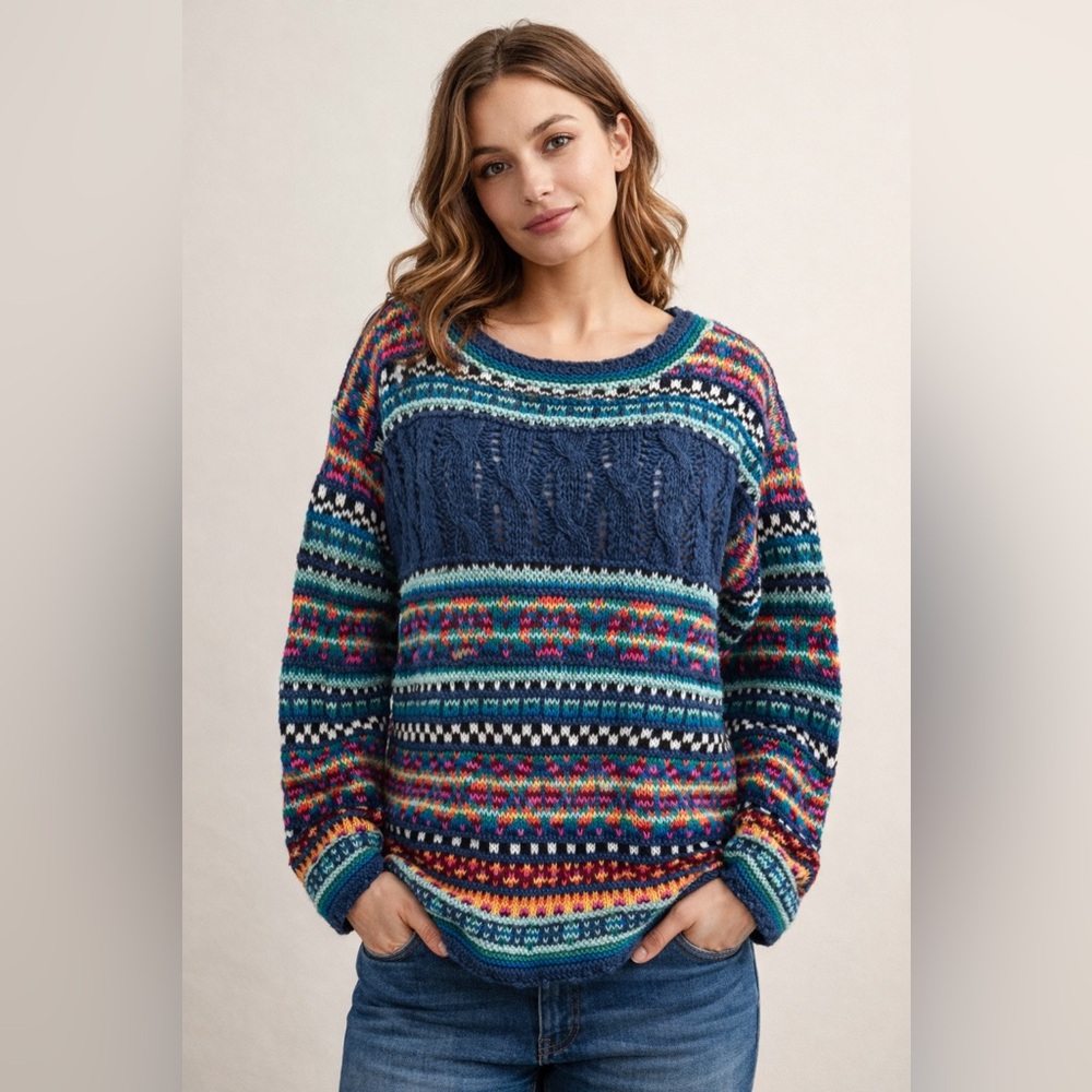 THE LIMITED - HAND KNIT || Vintage Fair Isle Knit Women's Sweater. Sz. S/P